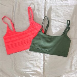 Aerie Coral and Olive Sports Bra Set